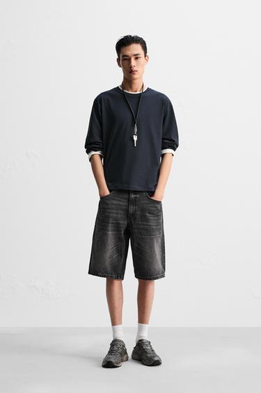 BERMUDA DENIM BAGGY FITブラックZaraのBERMUDA DENIM BAGGY FIT - ブラック
