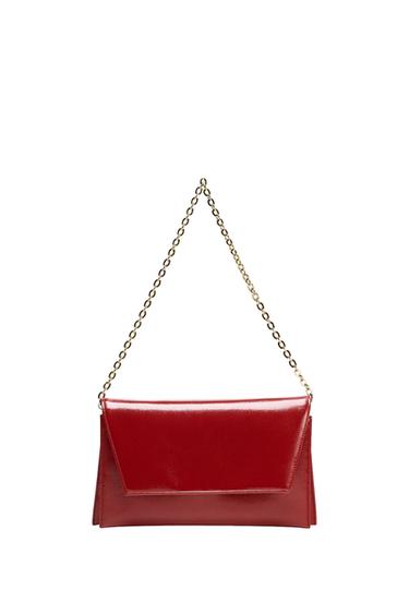 BOLSO DE HOMBRO EFECTO ACHAROLADO - Rojo de Zara