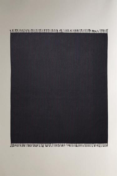 TOALHA DE BANHO DE PRAIA DE ALGODÃO COM LISTRAS FINAS - Marrom-Azul da Zara