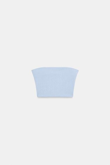 TEXTURED BANDEAU TOP - Light blue by Zara - Image 3