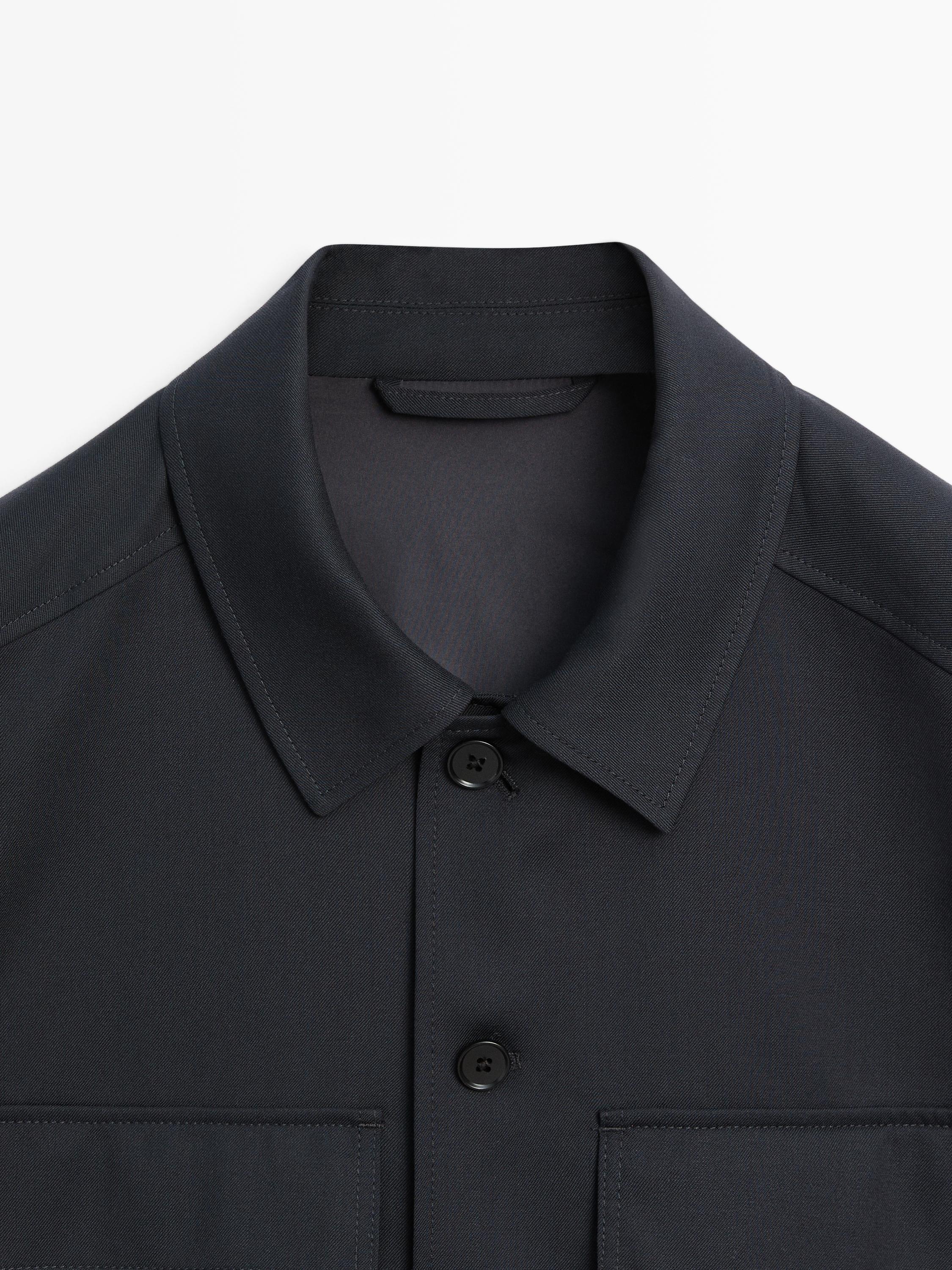 Cool wool blend zipped overshirt