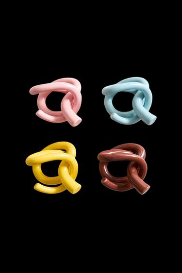 Zara SET OF TEXTURED CERAMIC NAPKIN RINGS (SET OF 4) X COLLAGERIE - Pink - Image 0