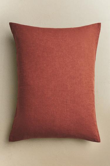 Zara XXL LINEN THROW PILLOW COVER - Brick