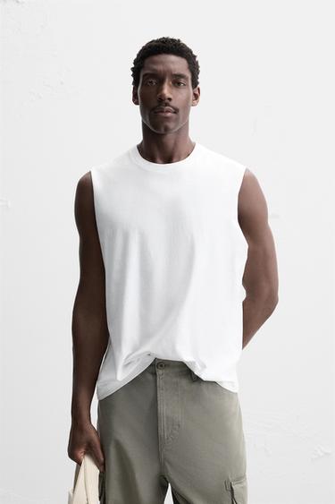 CAMISETA TANK ALGODÓN - Blanco de Zara