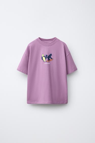 SURF PRINT T-SHIRT - Purple by Zara