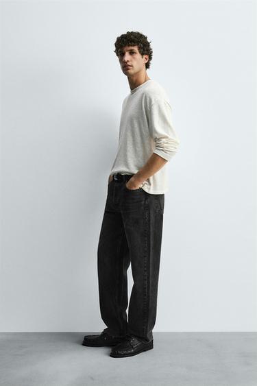 STRAIGHT FIT JEANS - Charcoal by Zara