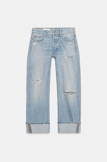 JEANS TRF DROITS PLIÉS TAILLE MOYENNE - Bleu clair de Zara - Image 6