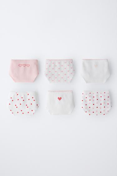 6-14 YEARS/ SIX-PACK OF HEART PRINT BRIEFS - Ecru by Zara