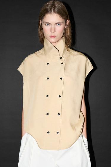 Zara Short sleeve shirt with snap buttons - Rust