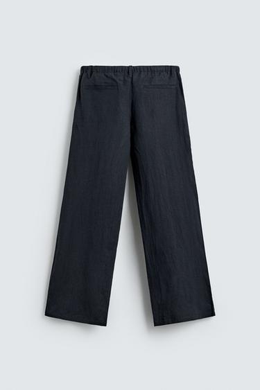 PANTALON RELAXED FIT 100% LIN - Bleu marine foncé de Zara - Image 6