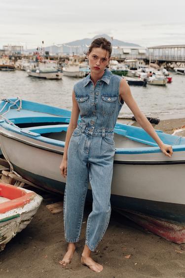 Z1975 DENIM BALLOON LEG JUMPSUIT - Mid-blue by Zara