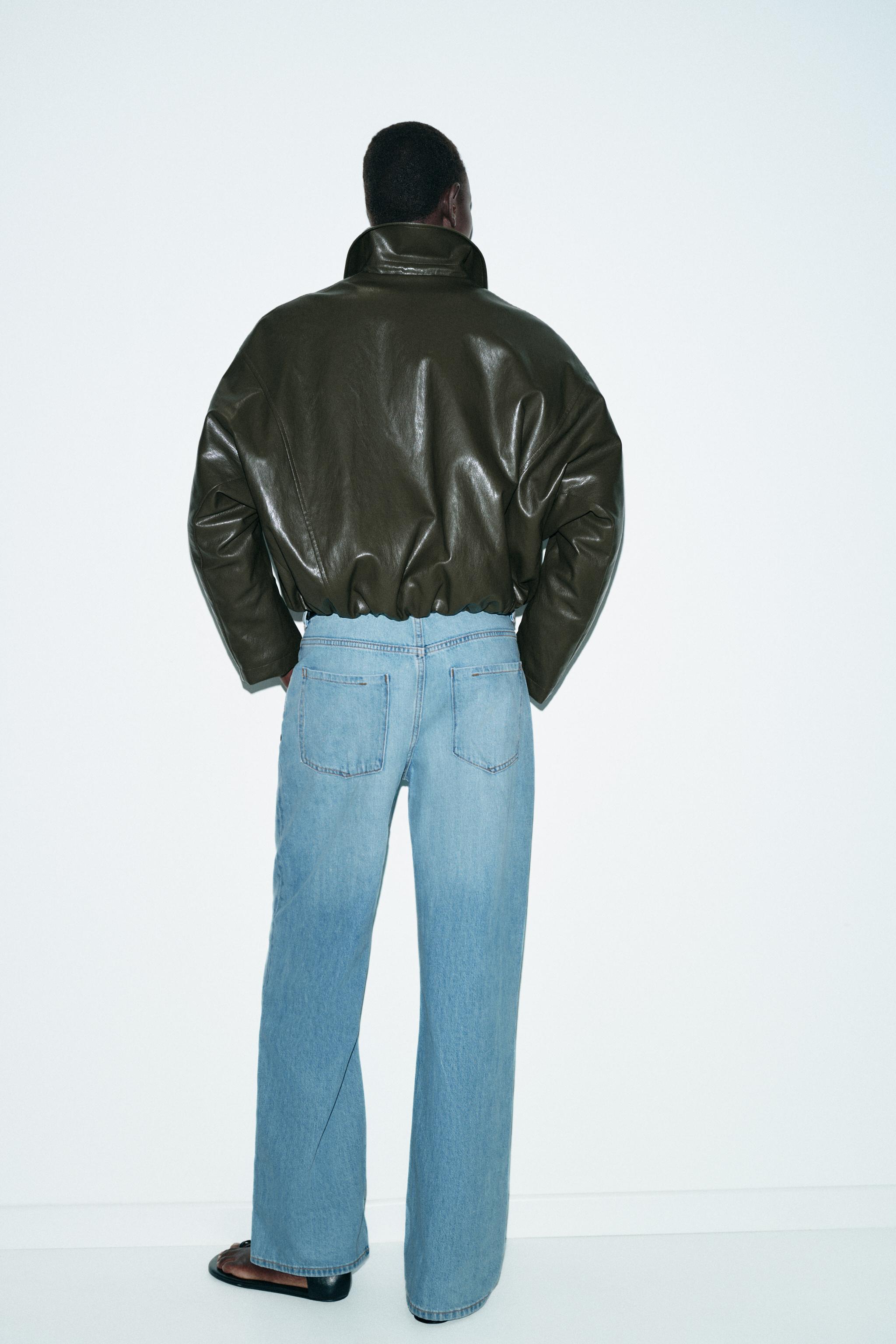 フェイクレザーボンバージャケット - カーキ | ZARA Japan / 日本