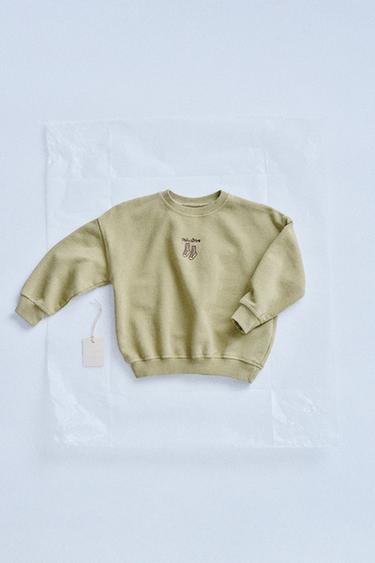 ZARA TIMELESS - EMBROIDERED DETAIL SWEATSHIRT - Green by Zara - Image 0