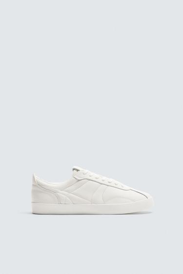 PADDED LEATHER TRAINERS - White by Zara