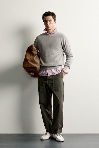 Zara REGULAR FIT PURL KNIT JUMPER - Gray marl