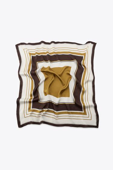 STRIPED PRINT SCARF - Ecru by Zara
