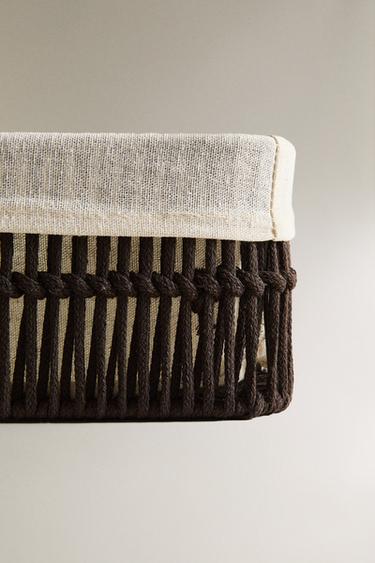RECTANGULAR BASKET WITH COTTON LINING - Dark brown by Zara - Image 3