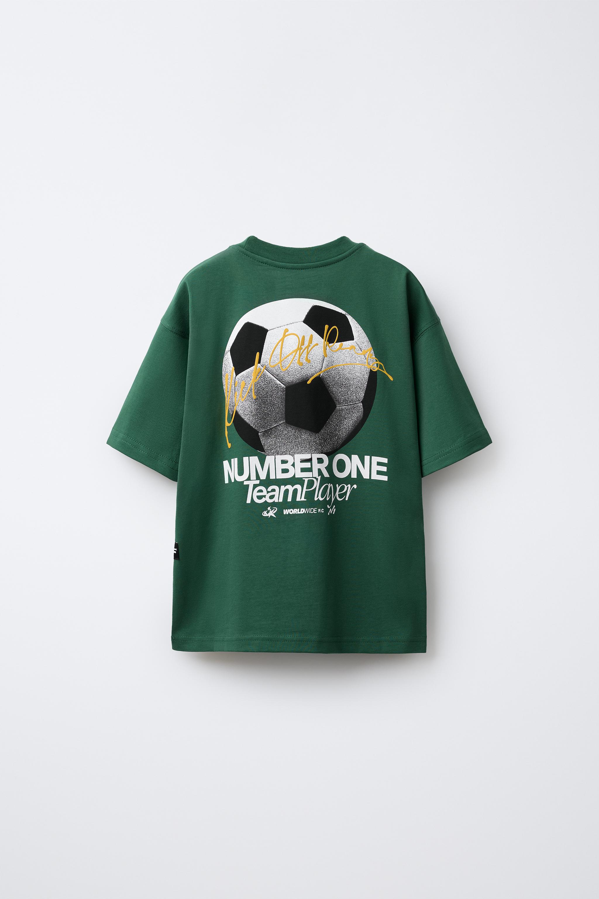 FOOTBALL PRINT T-SHIRT - GREEN | ZARA Canada