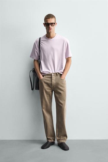 تيشرت RELAXED FIT إنترلوك /04 - وردي/ ليلكي الخاص بـ Zara
