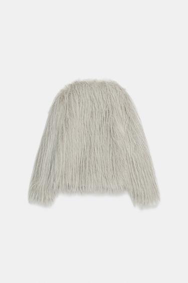 MANTEAU EFFET FOURRURE ZW COLLECTION - Gris clair de Zara - Image 11