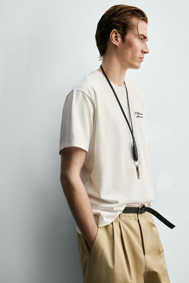 EMBROIDERED SLOGAN T-SHIRT - White by Zara - Image 6