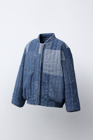 PATCHWORK BOMBER JACKET - Blue / Indigo by Zara - Image 1