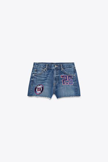 SHORTS DENIM TRF NFL GIANTS TIRO ALTO - Índigo oscuro de Zara
