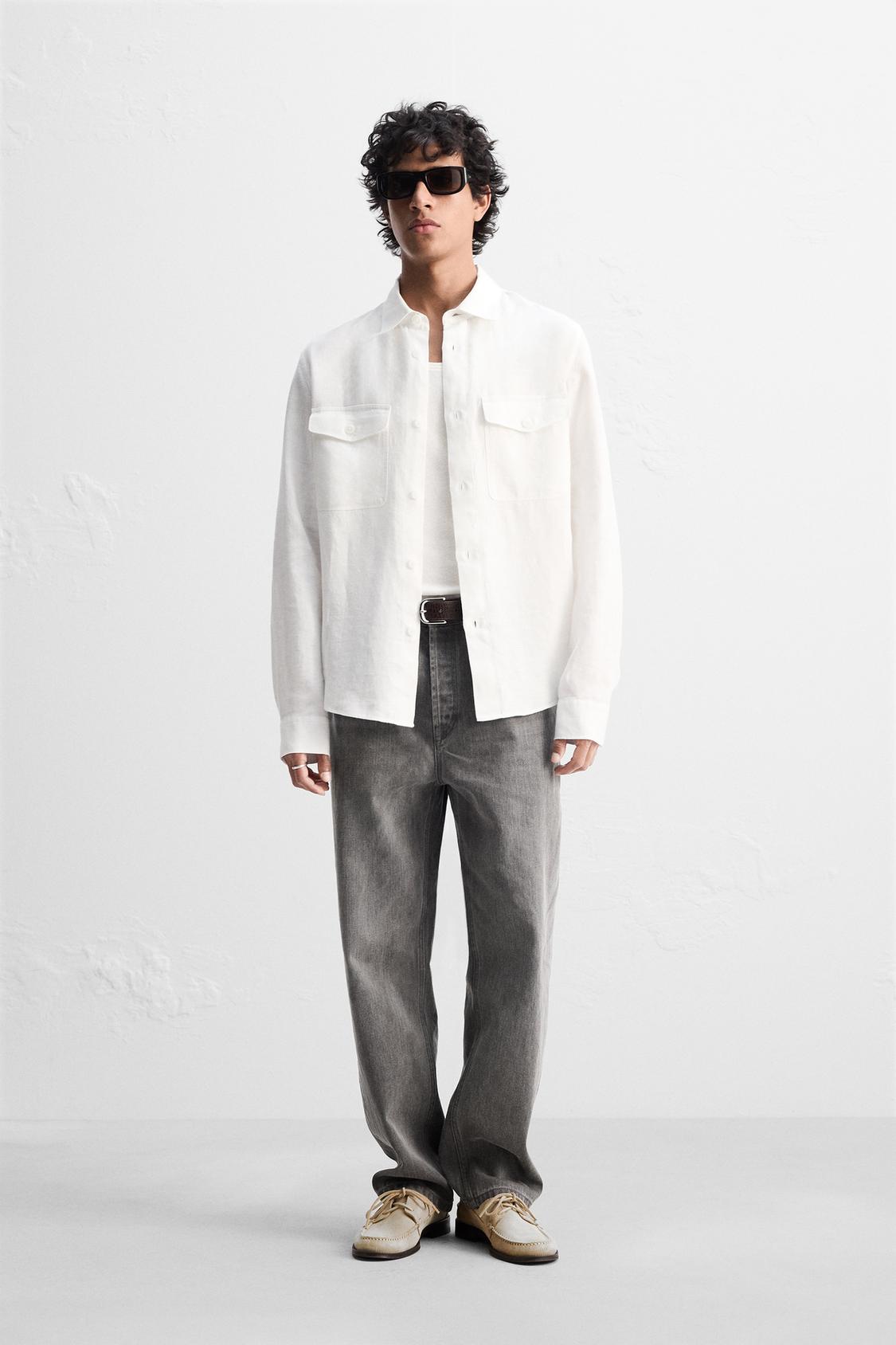 ВЕРХНЯЯ РУБАШКА ZARA ИЗ 100% ЛЬНА