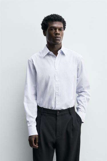 CHEMISE STRUCTURÉE EASY CARE - Blanc / Bleu marine de Zara