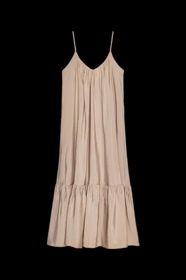 Zara FLOWY MIDI DRESS - Stone - Image 0
