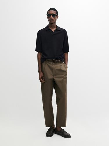 Zara Ribbed knit cotton polo sweater - Navy blue - Image 0