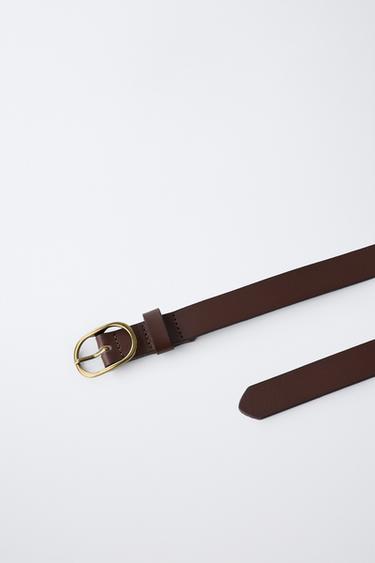 LEATHER BUCKLE BELT - Brown by Zara - Image 1