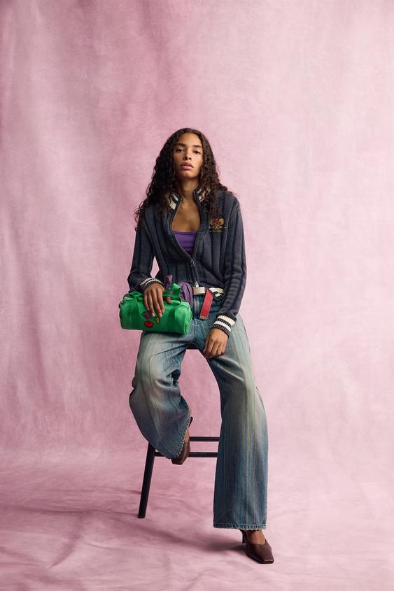 JEANS BAGGY RAYAS FRUIT OF THE LOOM™ - Azul de Zara - Imagen 0