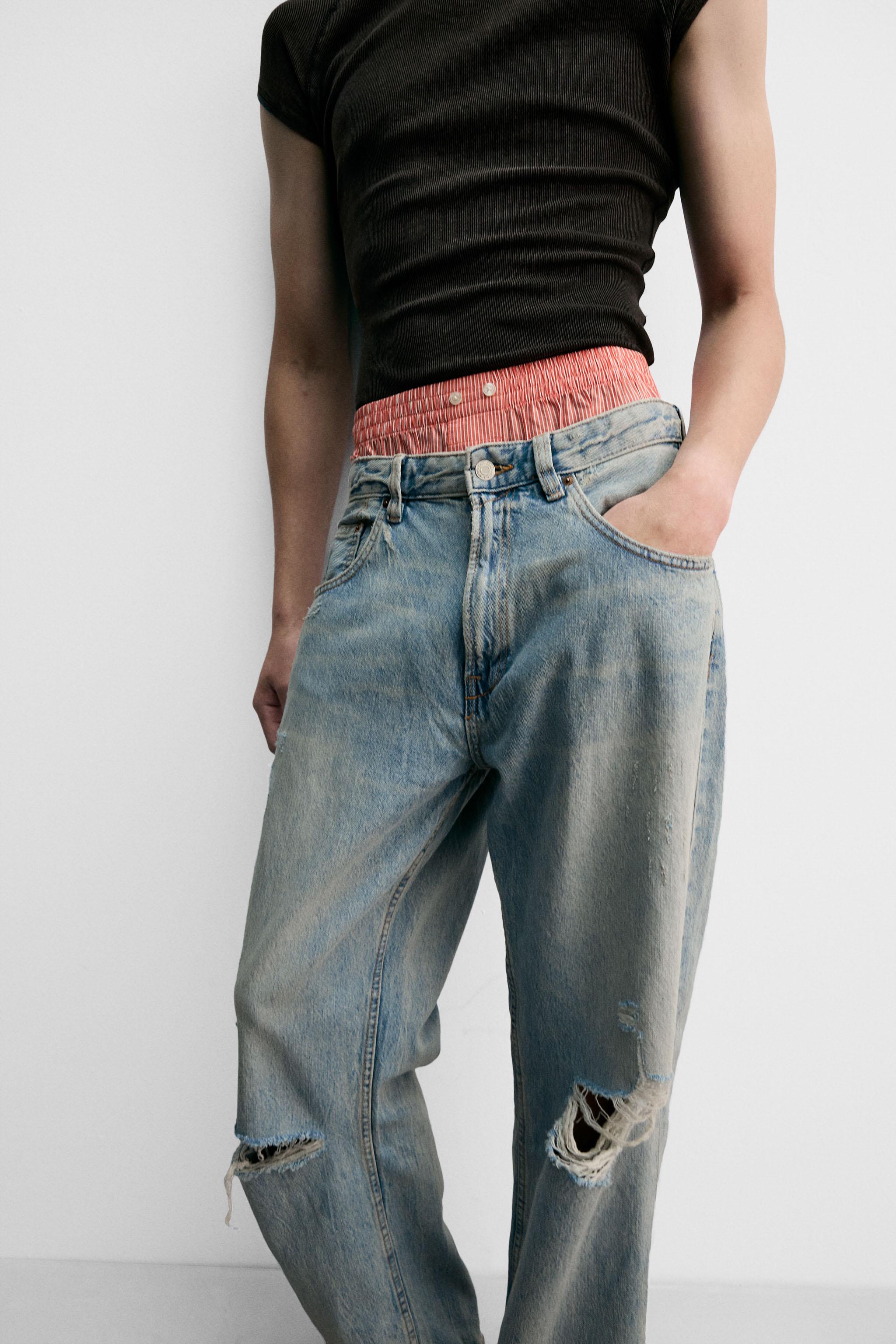 【(^^)】ZARA ヴィンテージ加工バギーフィットジーンズ ZARA ヴィンテージ加工 バギーフィットジーンズ EU34 JP28