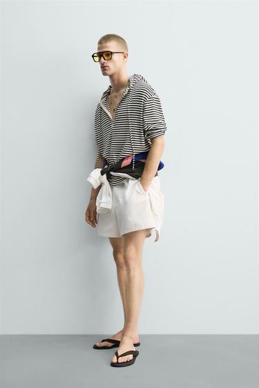 SWEAT JACQUARD RAYURES ZIP HOODIE - Blanc / Noir de Zara - Image 3