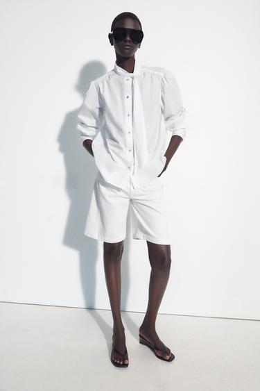 CAMISA PAÑUELO BOTONES JOYA - Blanco de Zara - Imagen 0