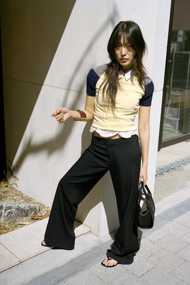 PANTALÓN RECTO TIRO BAJO - Negro de Zara