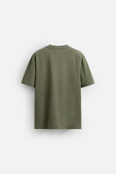 Zara BASIC HEAVYWEIGHT T-SHIRT - Khaki