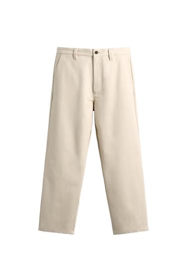 RELAXED FIT CHINO TROUSERS - Oyster-white by Zara