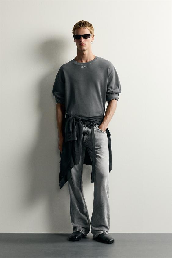 JEANS FLARE FIT - Gris de Zara - Imagen 0