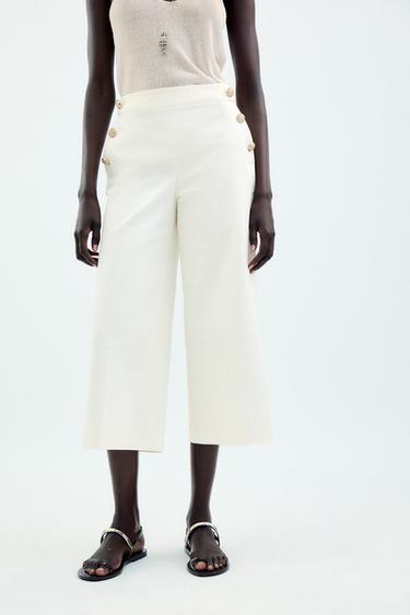 BUTTON CULOTTES - Ecru by Zara - Image 1
