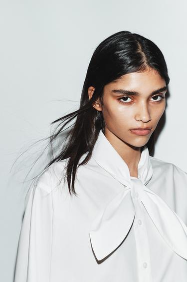 CAMISA POPELÍN PAÑUELO - Blanco de Zara