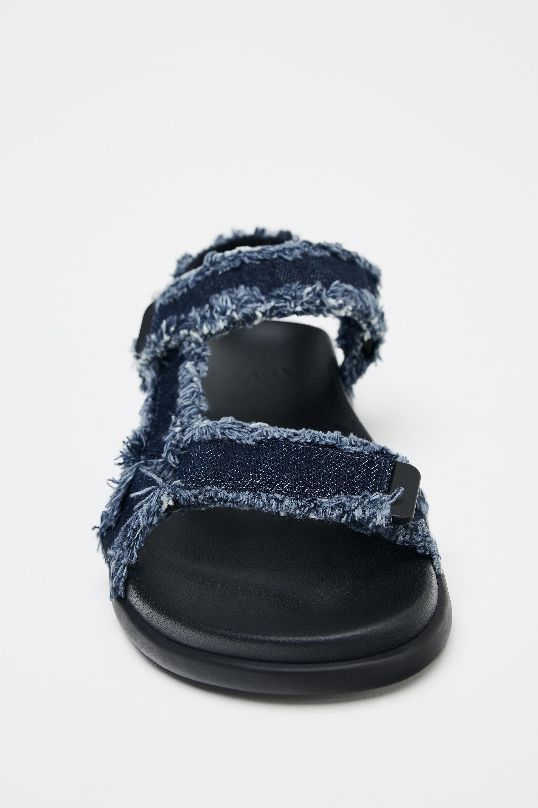 国内発送★ZARA★デニム*プラットフォームサンダル ZARA - ZARA デニムプラットフォームサンダルの通販 by ma