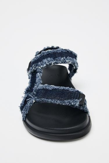 SANDALES PLATEFORMES EN DENIM - Bleu jean de Zara - Image 2