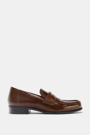 LEATHER LOAFERS - Brown by Zara