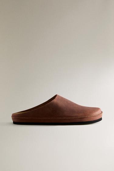 MINIMALIST LEATHER CLOGS - Brown by Zara
