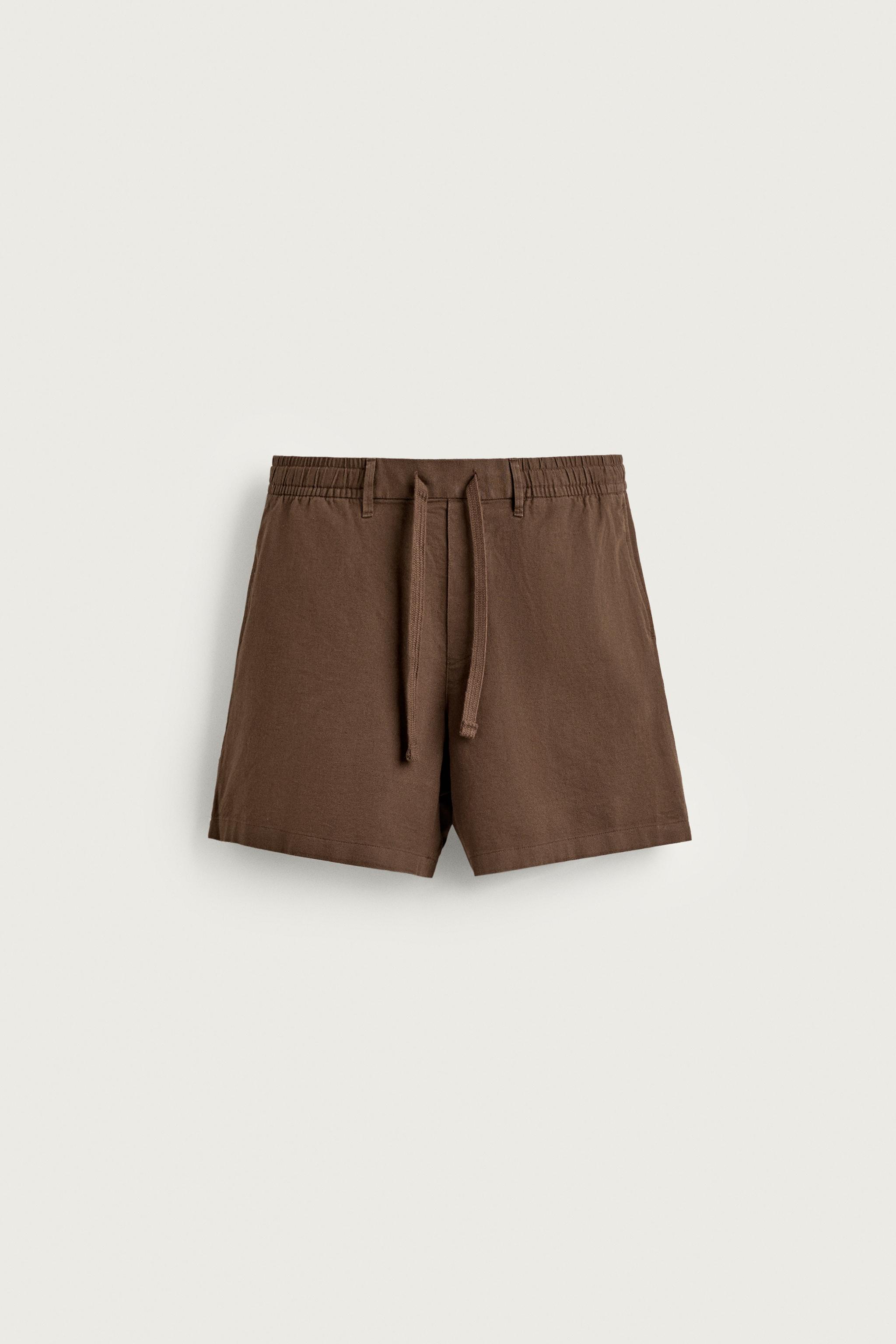 COTTON-LINEN RELAXED FIT SHORTS