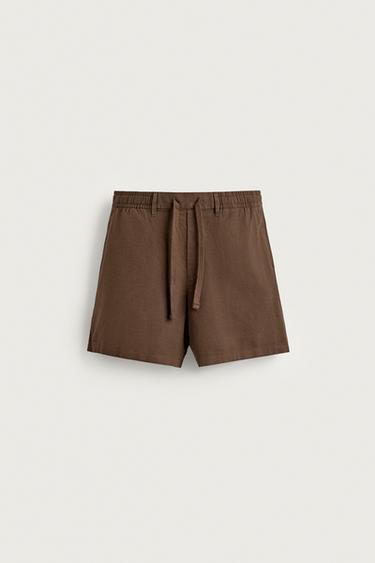 BERMUDA RELAXED FIT ALGODÓN - LINO - Marrón de Zara