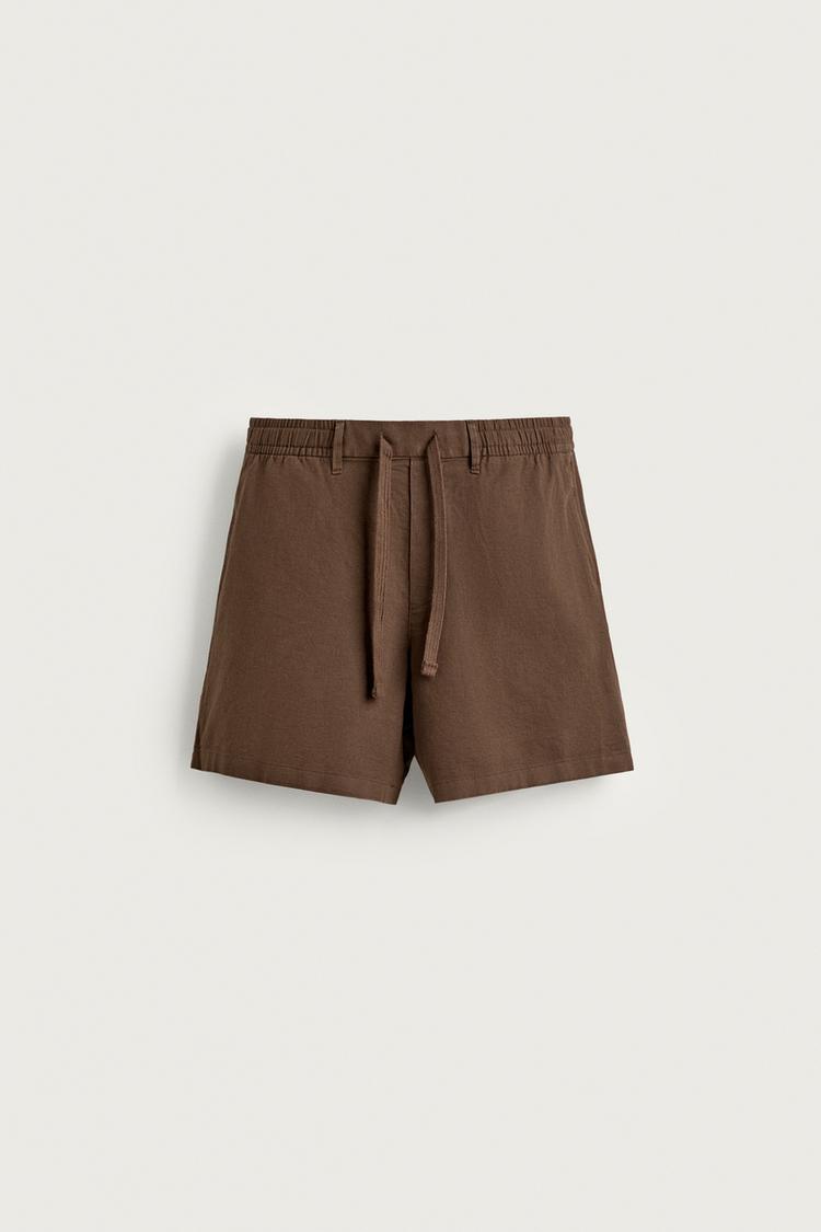 COTTON/LINEN RELAXED FIT BERMUDA SHORTS