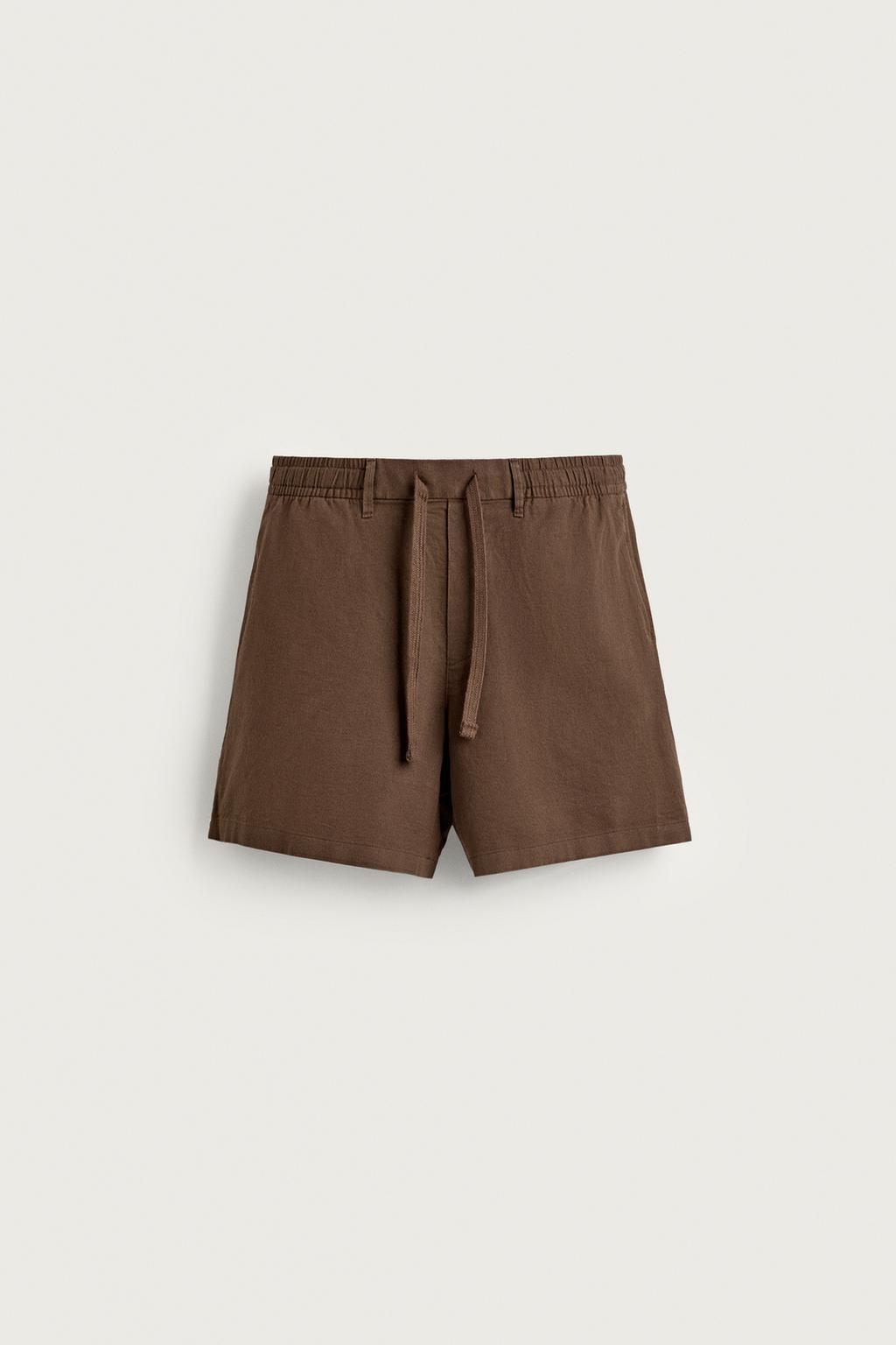 COTTON/LINEN RELAXED FIT BERMUDA SHORTS